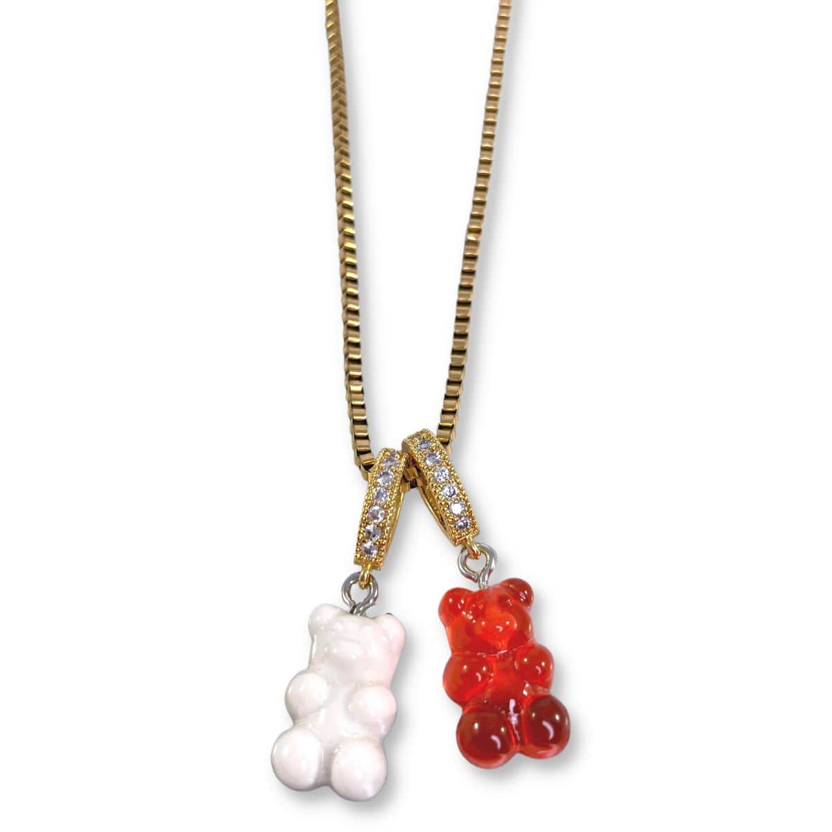 Candy Cane Double Bear Necklace - Gummy Bear Bling