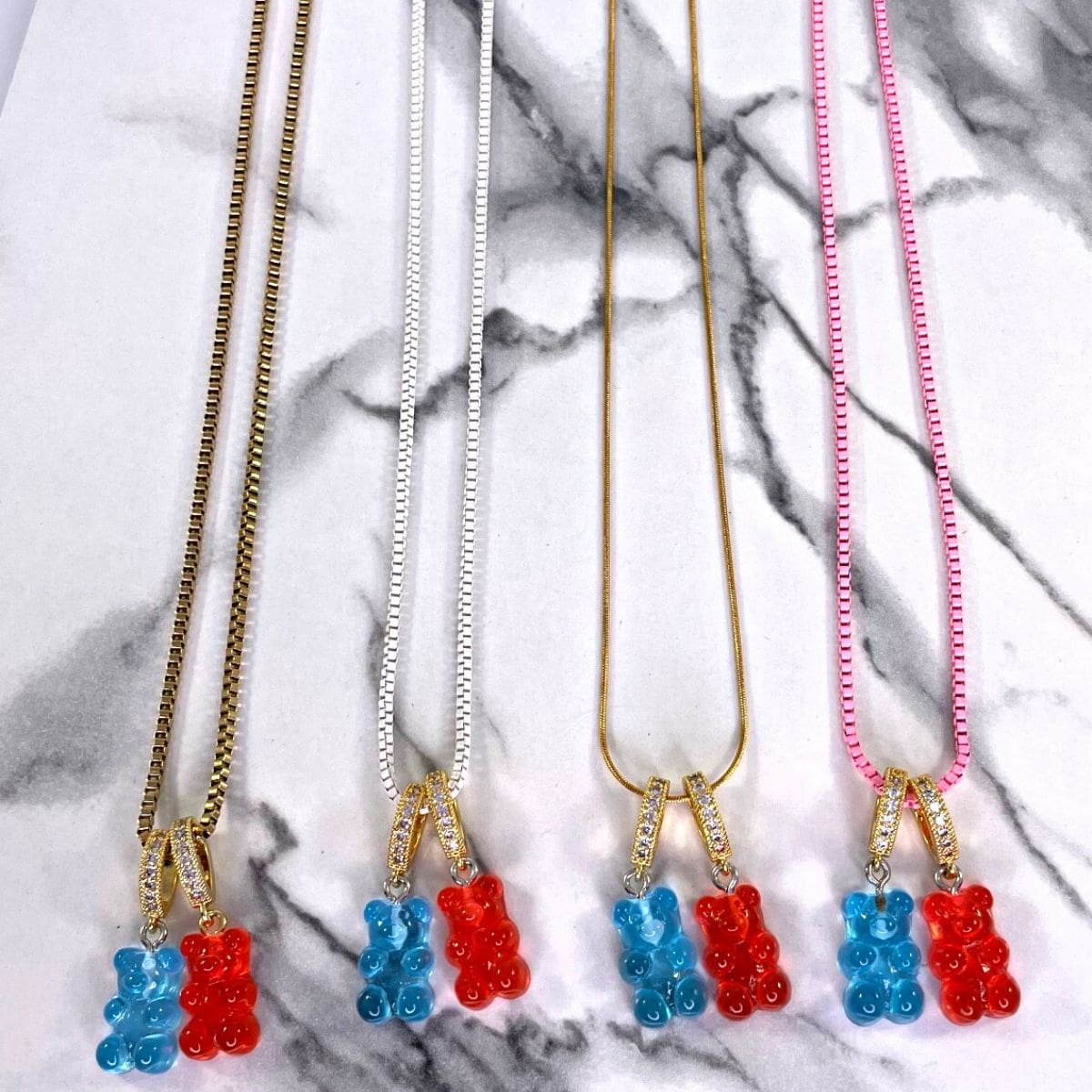 Cherries & Berries Mixed Double Bear Necklace - Gummy Bear Bling