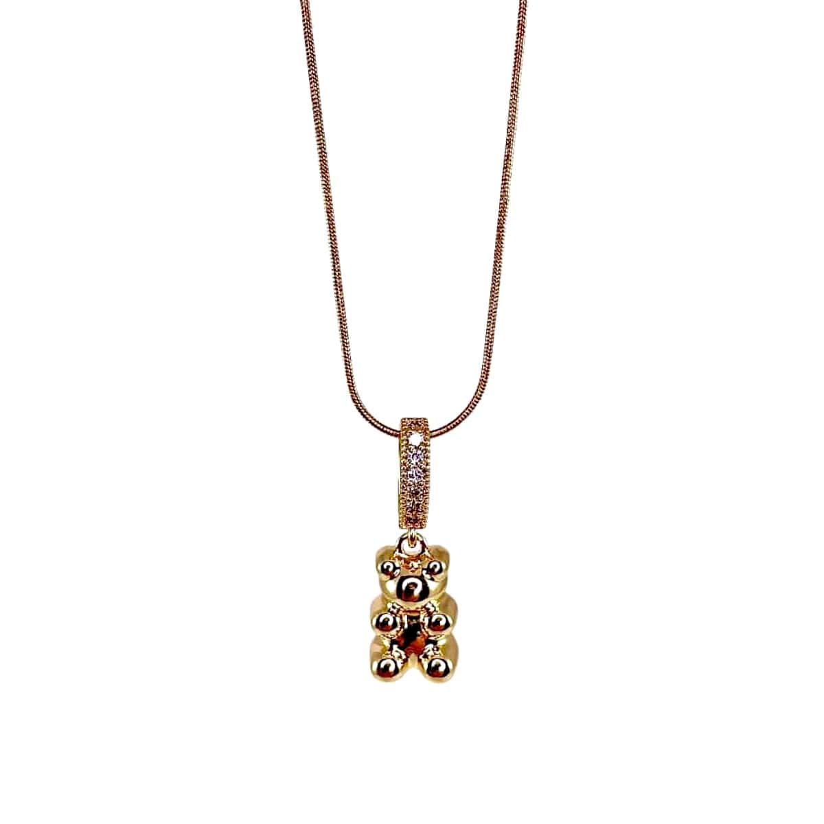 original gummy bear necklace, gold, gold snake chain - Gummy Bear Bling