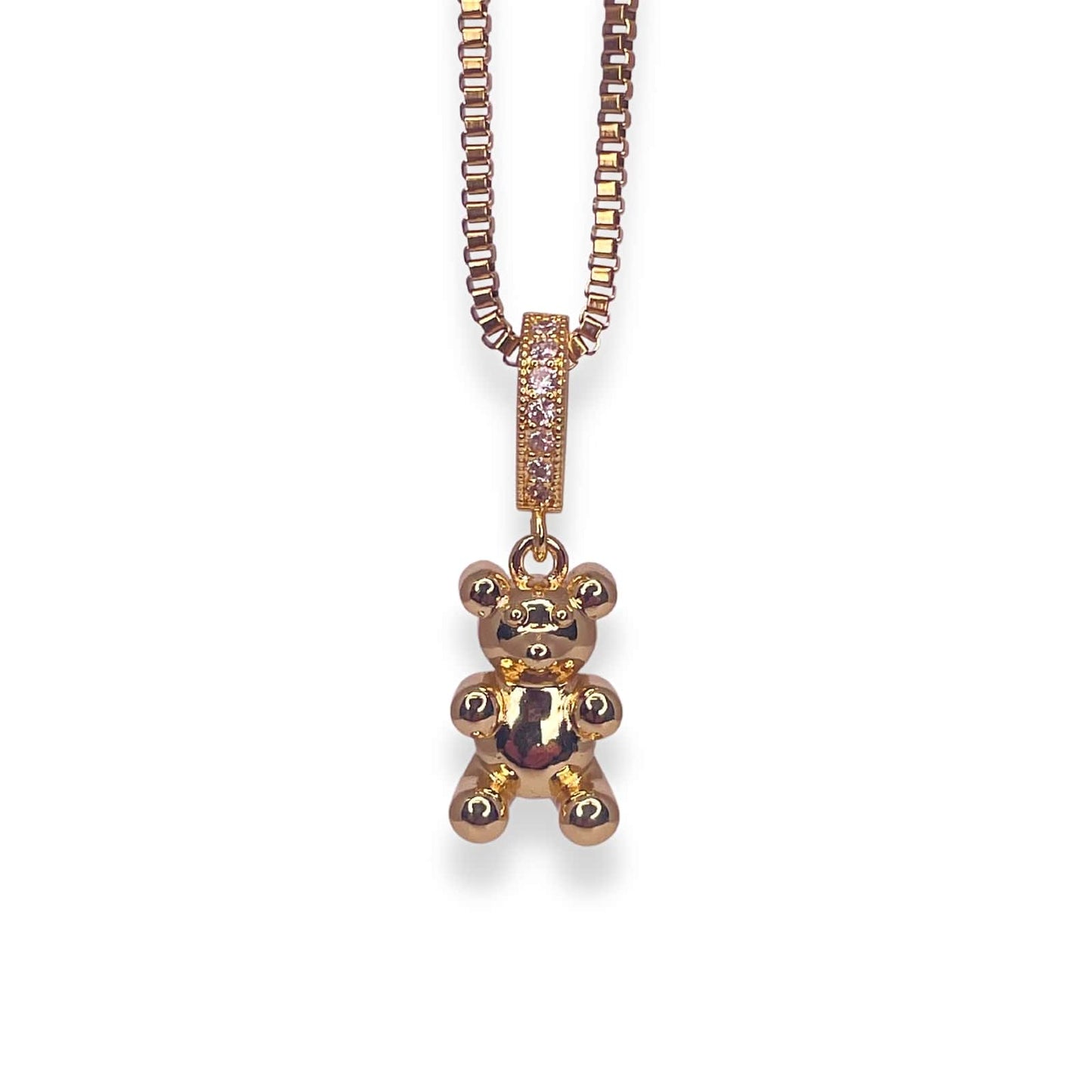 Gummy bear pendant charm, gold necklace - Gummy Bear Bling
