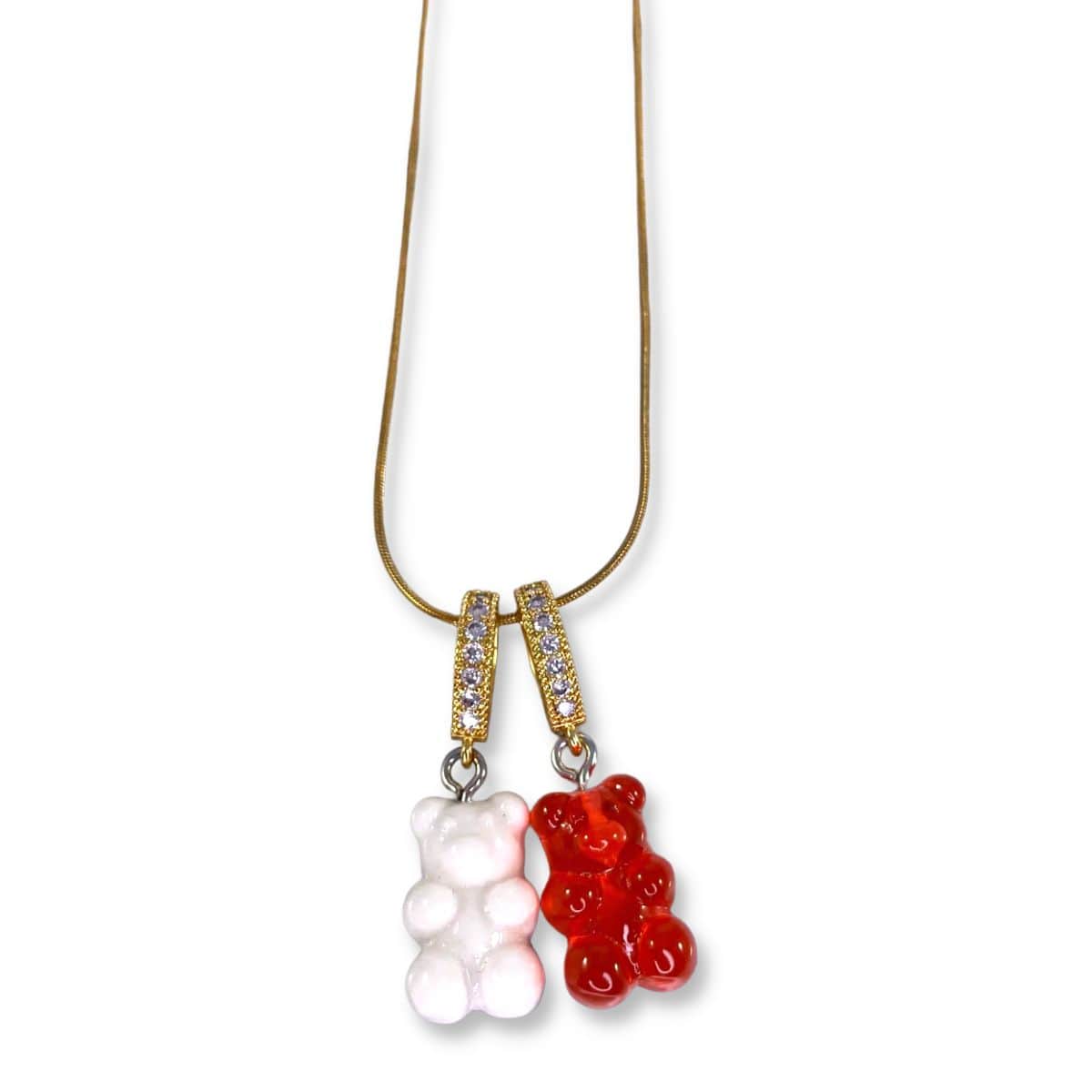 Candy Cane Double Bear Necklace - Gummy Bear Bling