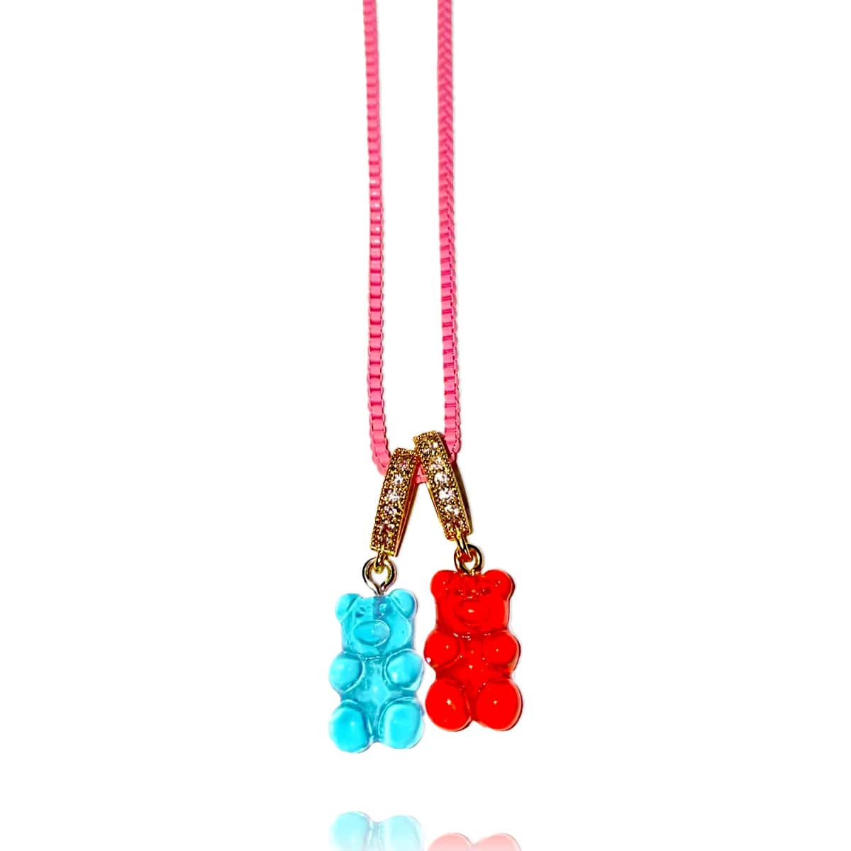 Cherries & Berries Mixed Double Bear Necklace - Gummy Bear Bling
