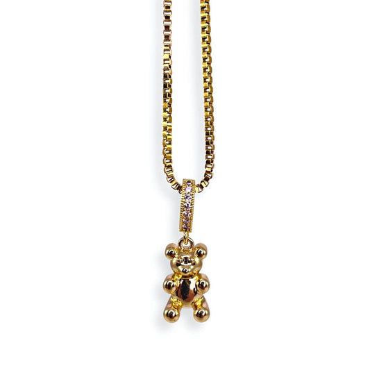 Solid Gold Bear Necklace - Gummy Bear Bling