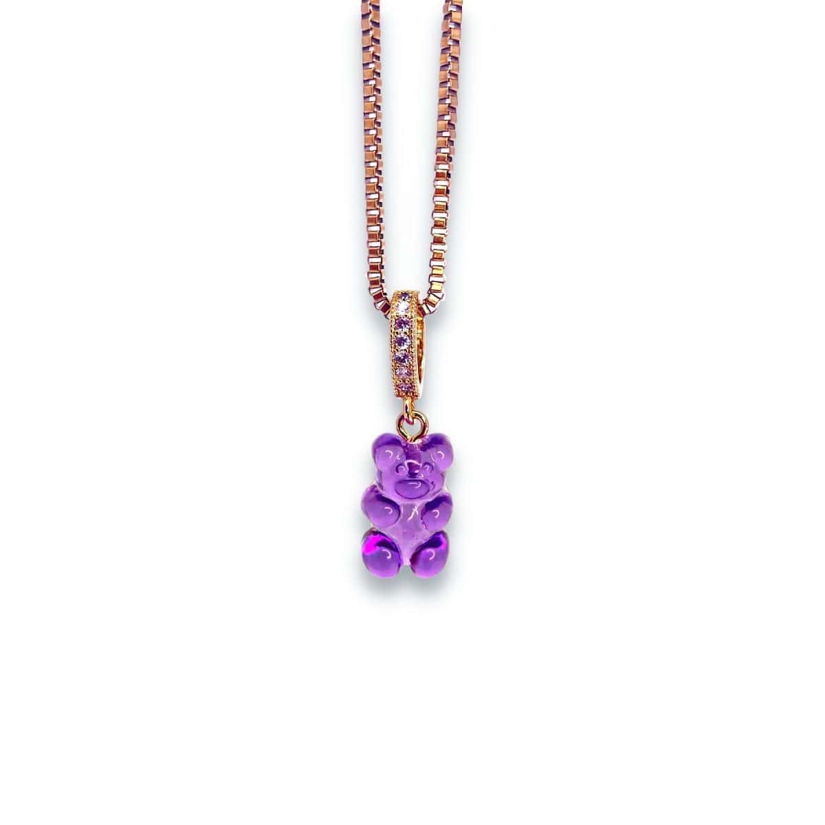 Gummy Bear Necklace, Purple, Gold chain - Gummy Bear Bling