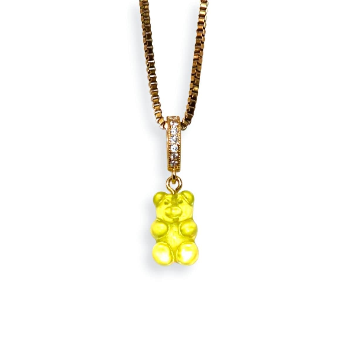 gummy bear necklace, yellow, 18k gold chain - Gummy Bear Bling