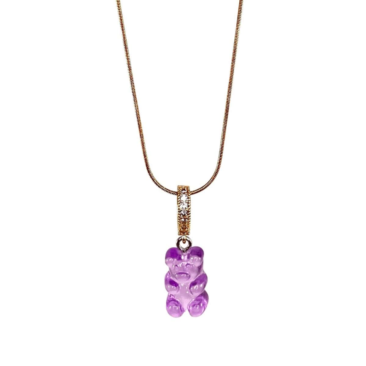 original gummy bear necklace, Purple, gold snake chain - Gummy Bear Bling